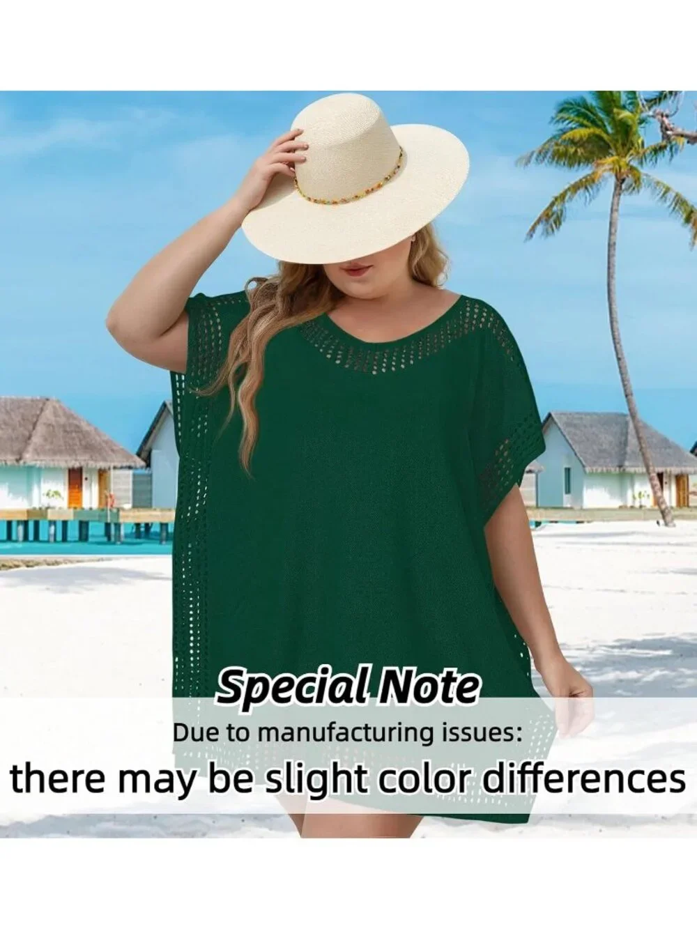 Women's Green One Size Polyester Crochet Summer Swimming And Bath Coverup Dress